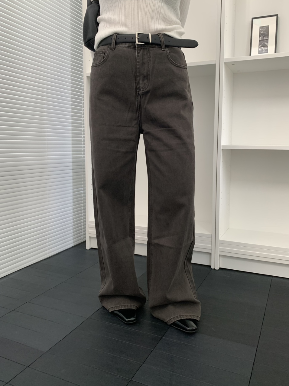 강추 / 디즈 흑청 일자 와이드 데님 팬츠 / 로웰샵