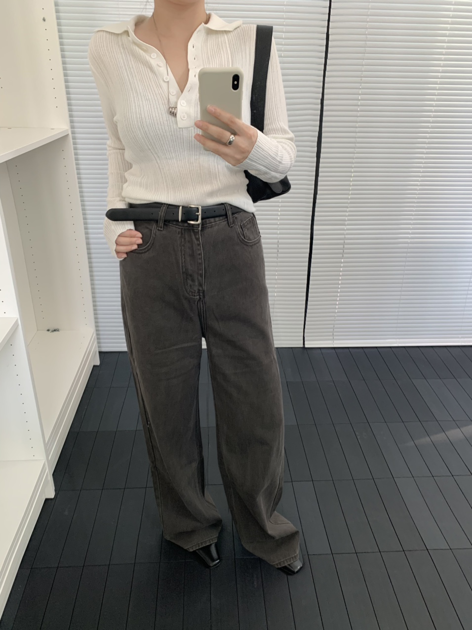 강추 / 디즈 흑청 일자 와이드 데님 팬츠 / 로웰샵