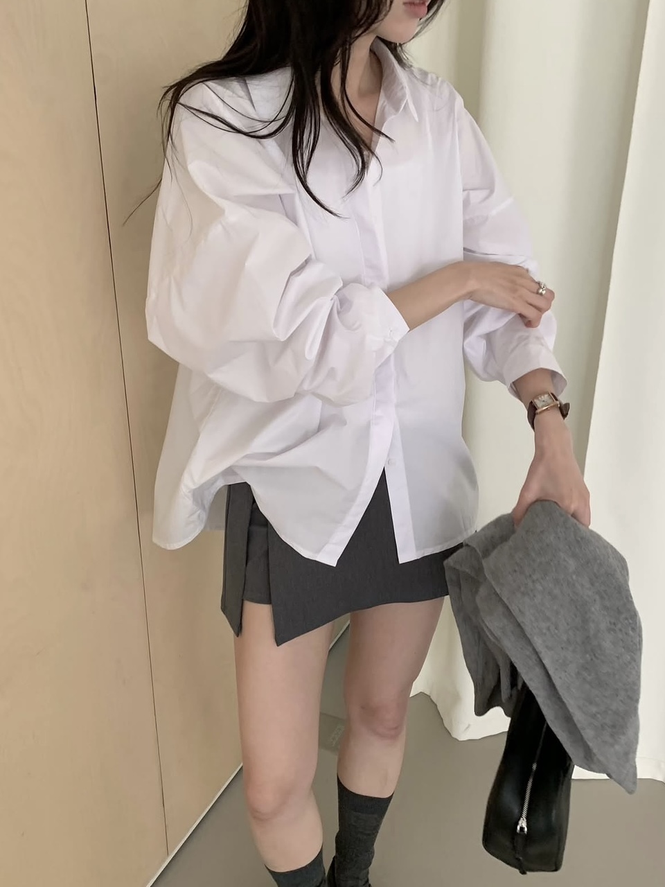 시즈 루즈핏 오픈넥 레이어드 셔츠 / 로웰샵