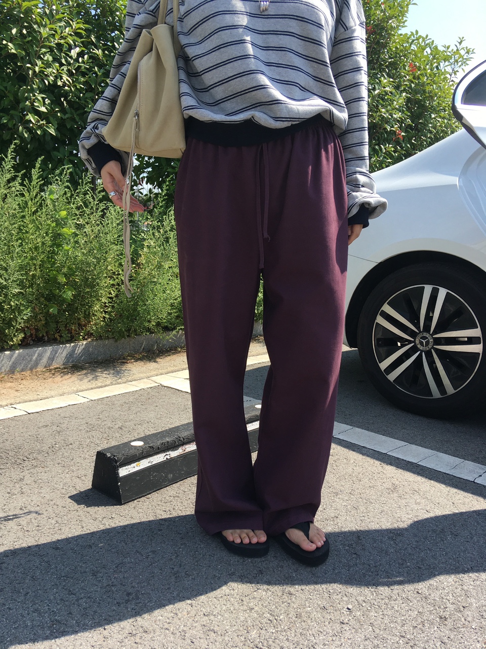 캐디 밴딩 코튼 와이드 데일리 팬츠 (4col) / 로웰샵